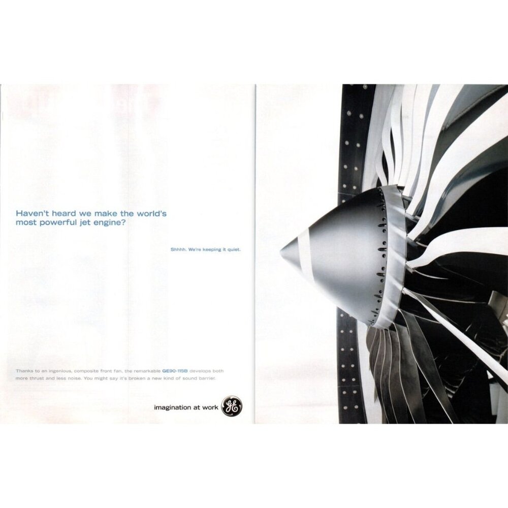 2003 GE General Electric Jet Engine GE90-115B 2 Page Vintage Print Ad Wall Art